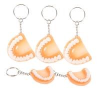 PartyKindom 5Pcs Funny False Tooth Keychain Creative Tricky Props for Bag Decoration Keyring for Organizing Keys Gifting Family and Friends Unique Car Pendant