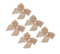 PartyKindom 5pcs Handmade Burlap Christmas Bow Ornaments Wedding Decorations Rustic Craft Bows for Festive Tree Wreath Door and Party Decor