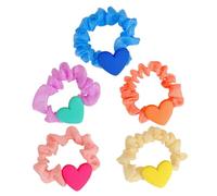 PartyKindom 5pcs Heart-shaped Hair Scrunchies Fabric and Resin Elastic Hair Bands for Little Comfortable Ponytail Holders Suitable for Daily Wear and Travel