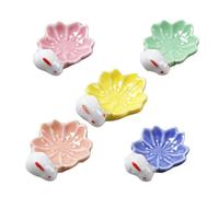 PartyKindom 5Pcs Japanese Style Cherry Blossom Rabbit Ceramic Chopsticks Holder Multi Color for Dining Table Practical Chopstick Rest Kitchen Accessories Home Decor