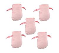 PartyKindom 5pcs Luxury Flannel Drawstring Jewelry Bags Pink Elegant Pouch Storage Gift Packing for Weddings Parties and Receptions