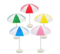 PartyKindom 5pcs Mini Sun Umbrellas for Dollhouse Decoration Lightweight Micro Beach Umbrella in Red Blue Yellow Pink Green Safe Stable Material for Miniature Gardens and