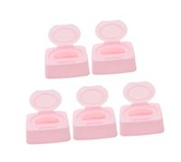 PartyKindom 5pcs Pink Wipes Dispenser Box with Flip Top Convenience, Pp Material Refillable Wet Tissue Organizer for Travel on The Go, Child Friendly Appearance and Universal