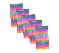 PartyKindom 5pcs Rainbow Gradient Foil Curtain Disco Party Backdrop for Birthday Wedding Christmas Fiesta Halloween Metallic Tinsel Streamers Decoration