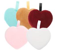 PartyKindom 5Pcs Reusable Heart-shaped Makeup Remover Pads Soft Facial Cleansing Sponges for Women Mixed Colors Compact Lightweight Design for Oily and Combination Skin Gentle Puff for