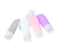 PartyKindom 5pcs Silicone Travel Dispenser Bottles Set with Leak-proof Portable Design and Bag, 60ml Squeezable Empty Bottles for Travel Toiletries, Lotion, Soap, and Cosmetic Containers
