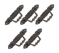 PartyKindom 5pcs Vintage European Pulls Antique Bronze Cabinet Handles Flushmount Retro Alloy Furniture Handles for Dresser Cupboard Wardrobe with Unique Finish