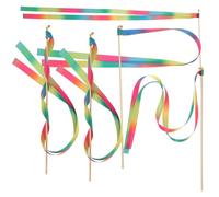 PartyKindom 5pcs Wedding Fairy Wands with Bells Decorative Ribbon Sticks for Birthday Party Smooth Texture Comfortable Grip for Celebrations Events