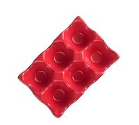 PartyKindom 6 Grids Egg Tray Ceramic Egg Holder Red Refrigerator Storage Box for Kitchen Storage Fresh Elegant Anti-slip Design