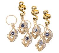 PartyKindom 6 Pcs Hair Braid Rings with Evil Eye Pendants for Women, Alloy Dreadlock Accessories Featuring Smooth Surface and Edges, Easy to Use Spiral Hair Rings for Birthday or New Year
