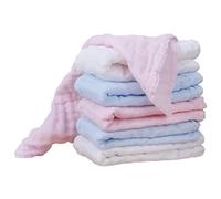 PartyKindom 6 Pcs Pure Cotton Nursing Towels Versatile Gauze Facecloths for Boy Girl Soft and Absorbent White Blue Pink