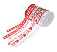 PartyKindom 6 Rolls Valentine’s Day Ribbons Heart-Shaped Polyester Ribbon Assorted Color Delicate for Flower Packaging and Decorative DIY