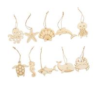 PartyKindom 60pcs Ocean Animal Wood Cutouts Smooth Edges Turtle Octopus Crab Shapes DIY Crafting Supplies for Painting and Home Decoration