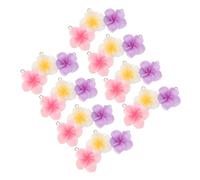 PartyKindom 60pcs Resin Tropical Plumeria Pendants Mini Five-petal Flower Charms Colorful Hawaiian Boho Jewelry Supplies for Bracelets Necklaces Keychains Summer Style