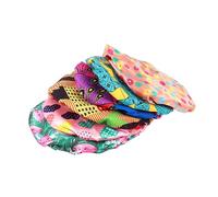 PartyKindom 6pcs Adjustable Waterproof Kids Shower Caps Colorful Designs for Children Pink Heart Green Watermelon Sunflower Colorful Peacock Blue Geometry Music Note