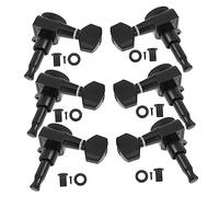PartyKindom 6pcs Black 1:18 Ratio Locking Acoustic Electric Guitar String Tuners Set with Fully Enclosed Alloy Machine Heads 3 Left 3 Right for Guitar String Locking and Precise Tuning