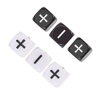 PartyKindom 6Pcs Black White Dice with Plus Minus Symbols for Game Parties Educational Activities Easy to Read Design