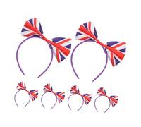 PartyKindom 6pcs British Flag Hair Bow Comfortable Union Jack Headband Uk Souvenirs for Party Events