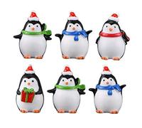 PartyKindom 6pcs Christmas penguin ornaments mini penguin figure snow globe figurines christmas bag filler christmas party favor kids desk topper xmas party decorations props resin desktop