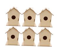PartyKindom 6pcs DIY Wooden Bird House Kit for Unpainted Bird Houses to Paint Interactive Craft for Boys and Educational Outdoor Hanging Parrot Nest Fun Nature Activity and Home Decor