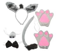 PartyKindom 6pcs Donkey Costume Headband Bowtie Tail Nose and Gloves for Boys and Girls Halloween Dress up Props
