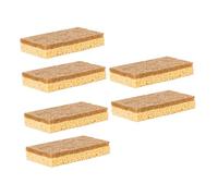 PartyKindom 6pcs Kitchen Cleaning Sponge Bowl Scrubber Set with Natural Wood Pulp Cotton, Large Size Non-Scratch Sink Cleaning Sponges for Home and Restaurant Use