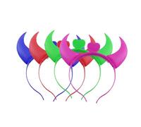 PartyKindom 6pcs Luminous Horn Headband Glowing Ox Horn Hairwear Party Devil Headdress Shining Accessory Masquerade Halloween Random Color