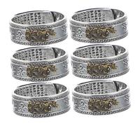 PartyKindom 6pcs Retro Amulet Finger Rings for Men Women Vintage Wealth Luck Decorative Rings Comfortable Fit Stylish Protective Jewelry