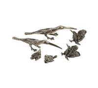 PartyKindom 6pcs Retro Brass Bird Figurines Vintage Sparrow Hummingbird Harbinger Sculptures for Desktop Office Shelf Decoration with Natural Lifelike Design