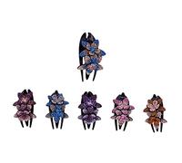 PartyKindom 6pcs Rhinestone Floral Three Tooth Duckbill Clips for Women Small Mixed Color Flower Hairpins Elegant Hair Accessories for Weddings Parties Daily Styling