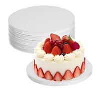 PartyKindom 6pcs Round Cake Boards Corrugated Cardboard Base Thick Sturdy Paper Cake Circles for Wedding Birthday Party Baking Supplies