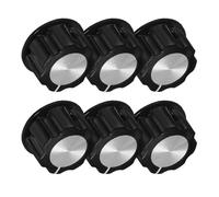 PartyKindom 6Pcs Shaft Volume Knob Guitar Volume Knob Black Aluminium Alloy Protective Cap Inner Hole Diameter 6Mm 1.02X1.02X0.55In Replacement for Amplifier Control