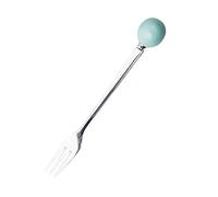 PartyKindom 6pcs Sky Blue Ceramic Handle Dessert Fork Stainless Steel Tableware for Cake and Coffee Creative Home Tableware Ergonomic Grip Design for Easy Serving