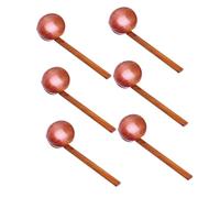 PartyKindom 6PCS Wooden Soup Ladle Long Handle Reusable Wood Spoon for Asian Soup Serving Cooking Kitchen Utensils with Smooth Wood Finish and Rustic Grain Patterns
