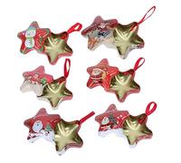 PartyKindom 6pcs Xmas Themed Candy Box Five-pointed Star Design Made of Tinplate Material for Christmas Treat Storage for Holiday Gifting