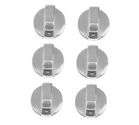 PartyKindom 6Pcs Zinc Alloy Gas Stove Knobs Replacement Set Brushed Metal Finish Universal Fit Silver Stove Switch Knobs for Gas Hob Cooker Kitchen