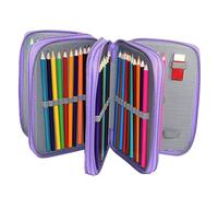 PartyKindom 72 Slots Pencil Pouch Organizer, 4-Layer Purple Pencil Case for Students and Artists, Zippered Pen Holder for School, Office, and Travel Use