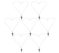 PartyKindom 7pcs Adjustable Wooden Cross Necklace Set for Men and Women, Lightweight Vintage Small Wood Cross Pendant with Rope Cord, for Casual Wear and Party Decoration