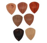 PartyKindom 7pcs Wooden Guitar Picks Set Assorted Solid Wood Thumb and Finger Picks for Electric Acoustic and Bass Guitars Includes Walnut Sapele Wenge Beech Bamboo and More Versatile