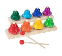 PartyKindom 8-Notes Hand Bells Set for Kids Colorful Wood Metal Musical Percussion Instruments Early Education Toys for Toddlers Suitable for Classroom and Home Use