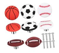 PartyKindom 8 Pcs Sports Ball Dresser Knobs PVC Metal Football Basketball Soccer Cabinet Handles for Boys Drawer Pulls Vanity Furniture Decor