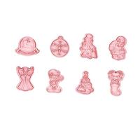 PartyKindom 8pcs Christmas Cookie Molds Press Type Xmas Baking Supplies for Holiday Sweet Mold Cookie Shapes Easy to Demold and Clean