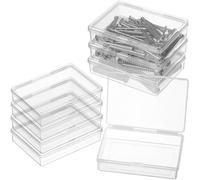 PartyKindom 8Pcs Small Clear Plastic Storage Box Multi Functional Jewelry Organizer Card Case for Beads and Trinkets Durable and Stackable Design for Home Travel