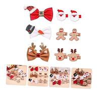 PartyKindom 9pcs Christmas Holiday Hair Clips for Women PU Leather Reindeer Snowman Bow Barrettes Festive Hair Accessories with Metal Base Non Allergic Xmas Style