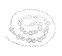 PartyKindom Adjustable Flower Chain Belt for Women Metal Waist Chain with Charming Floral Design Flexible Clasp Waistband Jewelry Accessory for Dresses Skirts Jeans Sweet and Elegant