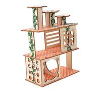 PartyKindom Adorable Wooden Hamster House Hideout with Climbing Ladder for Small Pets Tear Resistant Cage Accessory for Hamsters Squirrels Guinea Pigs and Hedgehogs