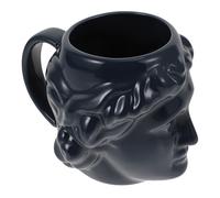 PartyKindom Ancient Style Ceramic Sculpture Mug with David Head Design Vintage Roman Water Cup Food Safe Material Artistic Blue Drinkware for Coffee Tea Milk Yogurt