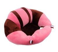 PartyKindom Baby Support Seat Sofa for Infants, Soft Plush Floor Cushion, 45cm Diameter, Pink and Brown Crystal Velvet Infant Sitting Chair for Newborns