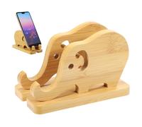 PartyKindom Bamboo Cute Elephant Phone Stand for Desk, Detachable Wooden Cell Phone Stand Wood Mobile Phone Holder for Phones etc.