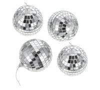 PartyKindom Bar Mirror Balls 4pcs Glass Reflective Spheres for Performance Stage and Shopping Mall Decoration